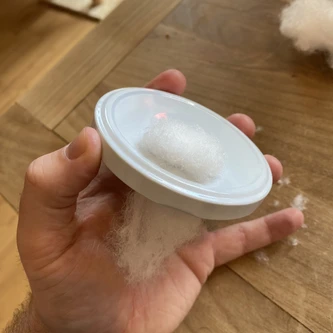 polyfil through the lid bottom side