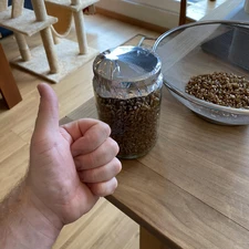 Rye jar with tinfoil on top